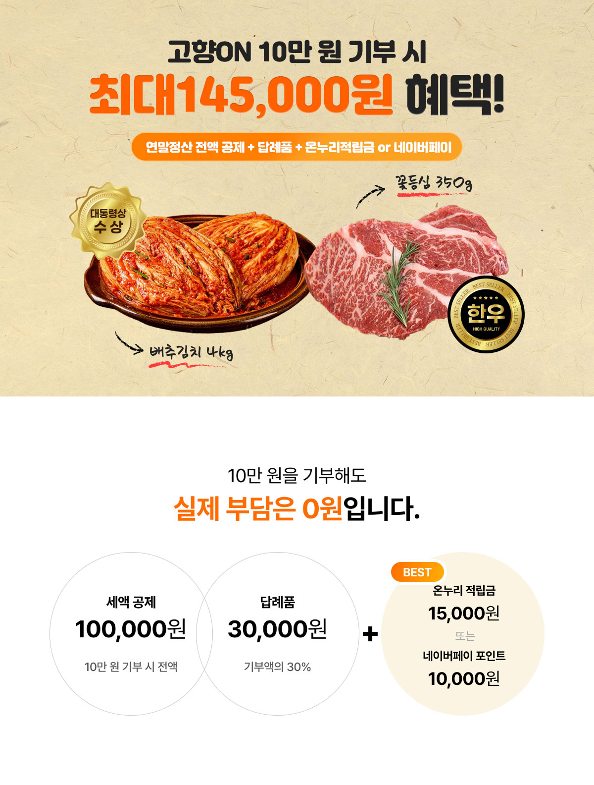 고향ON 오픈 기념 프로모션. 전남광주통합특별시 서구 천사기저귀 사업에 기부하면 온누리적립금 15,000원 추가 혜택
